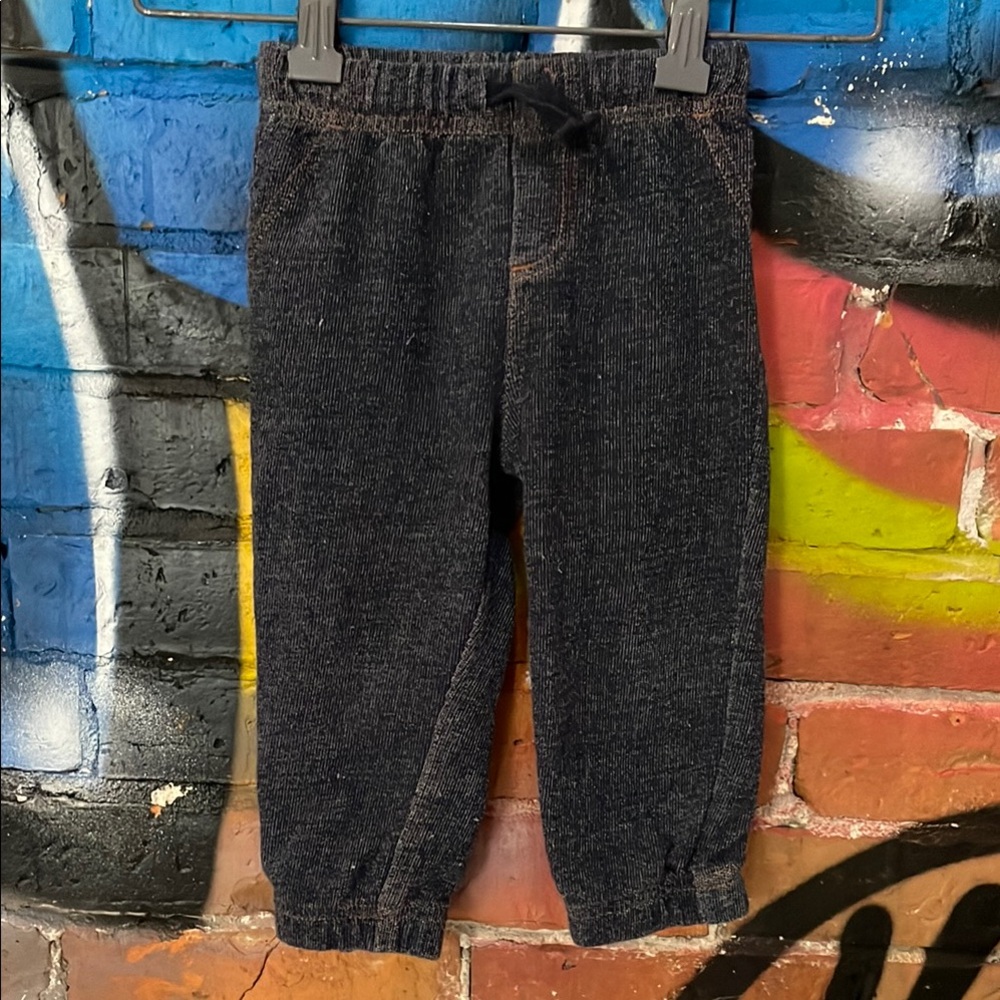 JUMPING BEANS-baby’s navy blue cotton blend drawstring stretch waistband jogger